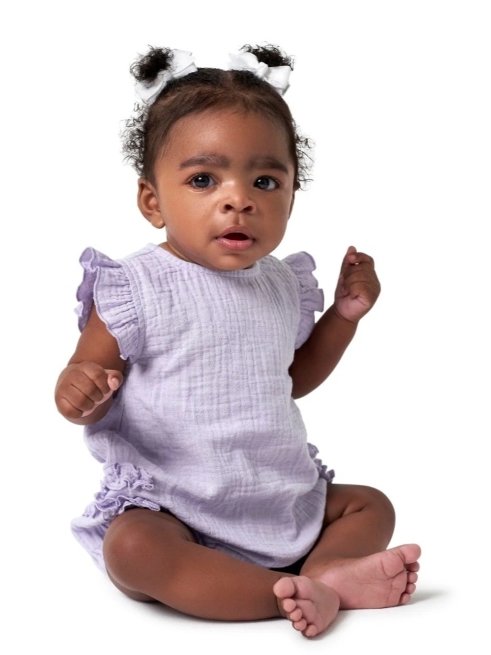 Gerber Baby Girls Purple Gauze Bubble Romper / Sunsuit (0 - 3 mos)